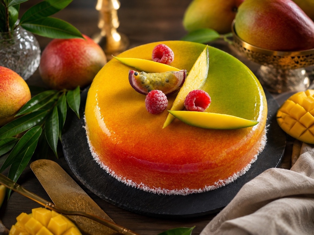 Tarta de mango y fruta de la pasión